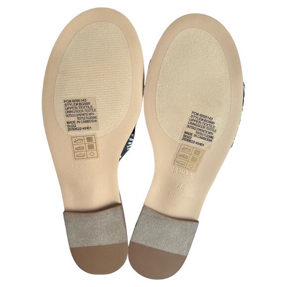 J.Crew Black Ivory Printed Knot Slide Sandals, US7.5 - Picture 6 of 9